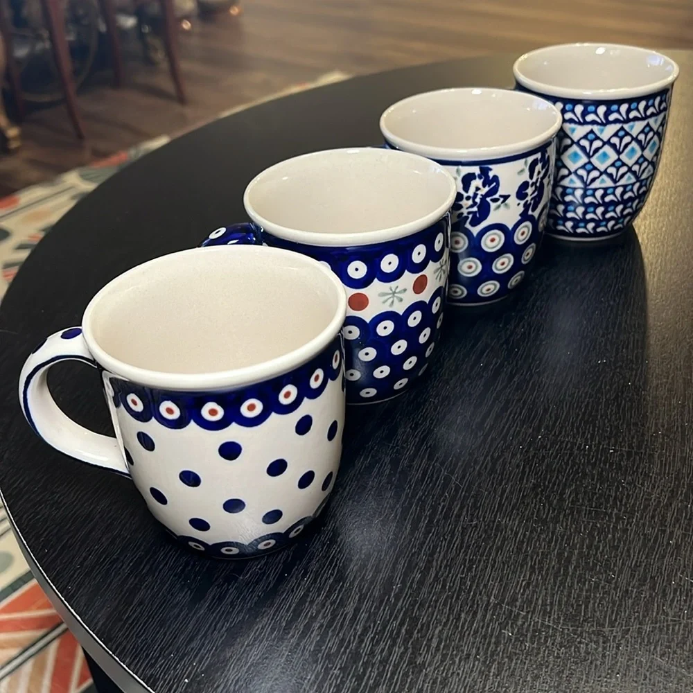 Boleslawiec Polish Pottery Tea Coffee Mugs Set of 4 - Picture 3 of 12